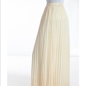 Cream Pleated Maxi Skirt